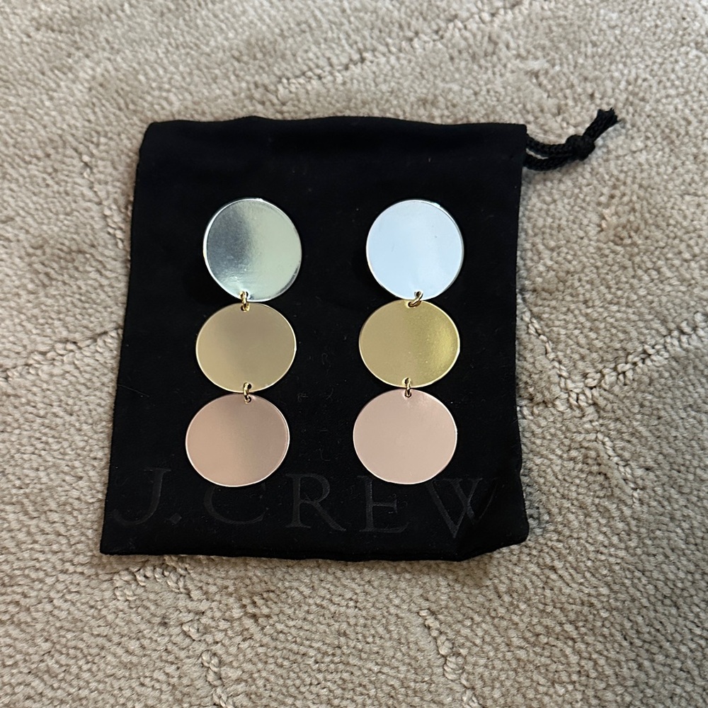 J. Crew Metallic Disc Earrings in Silver, Gold, & Rose Gold